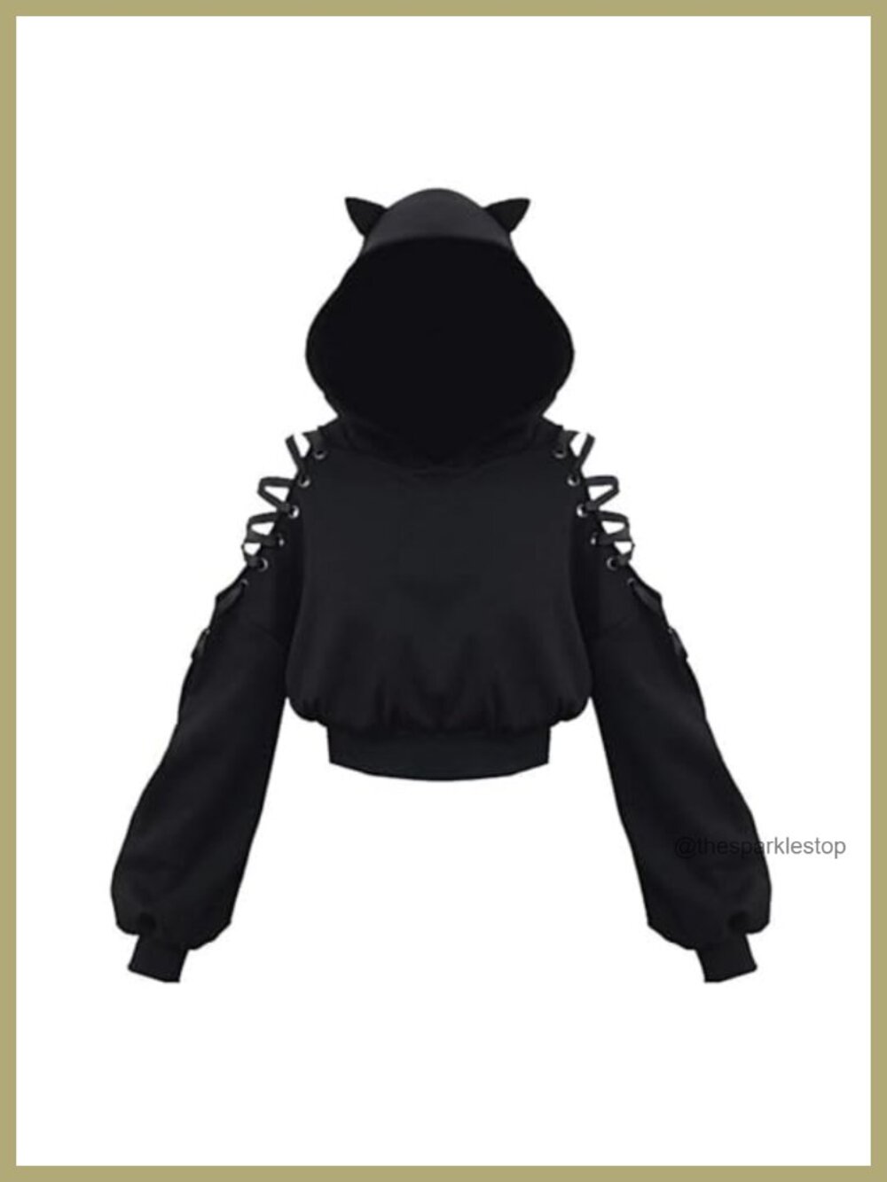 Cat Ear Hoodie Pullover Long Sleeve Off Shoulder Crop Top